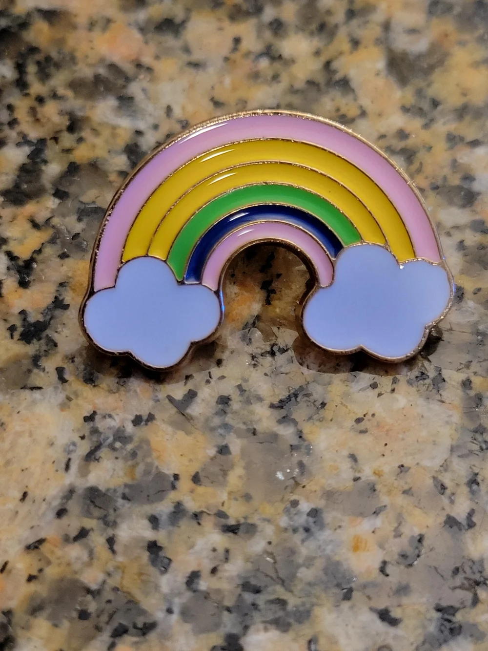 4-Piece Rainbow Enamel Pin Lot - Cute Smiling Clouds & Pastel Rainbow Lapel Pins